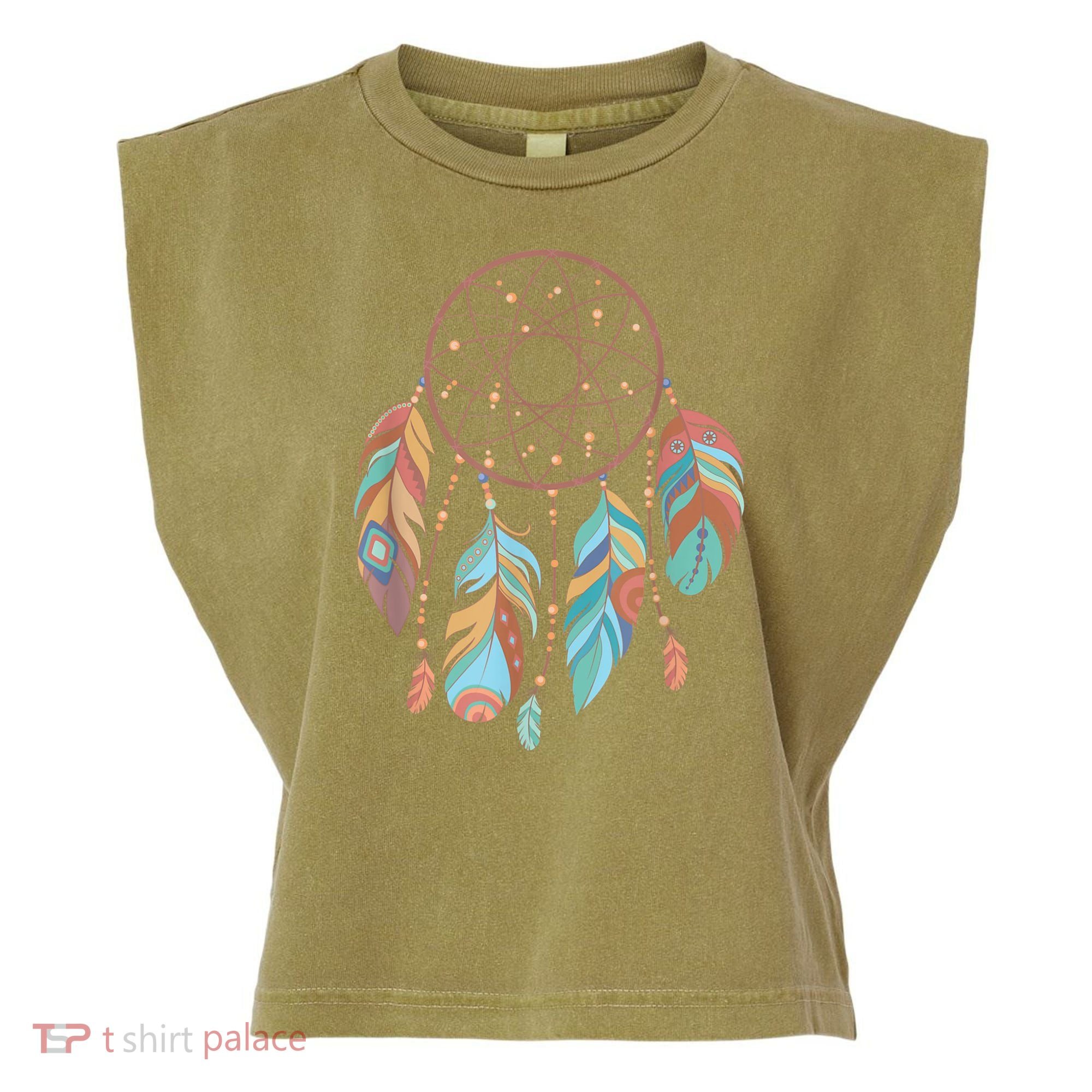 Dream Catcher Native American Feathers Tribal Dreamcatcher Garment-Dyed Women's Muscle Tee
