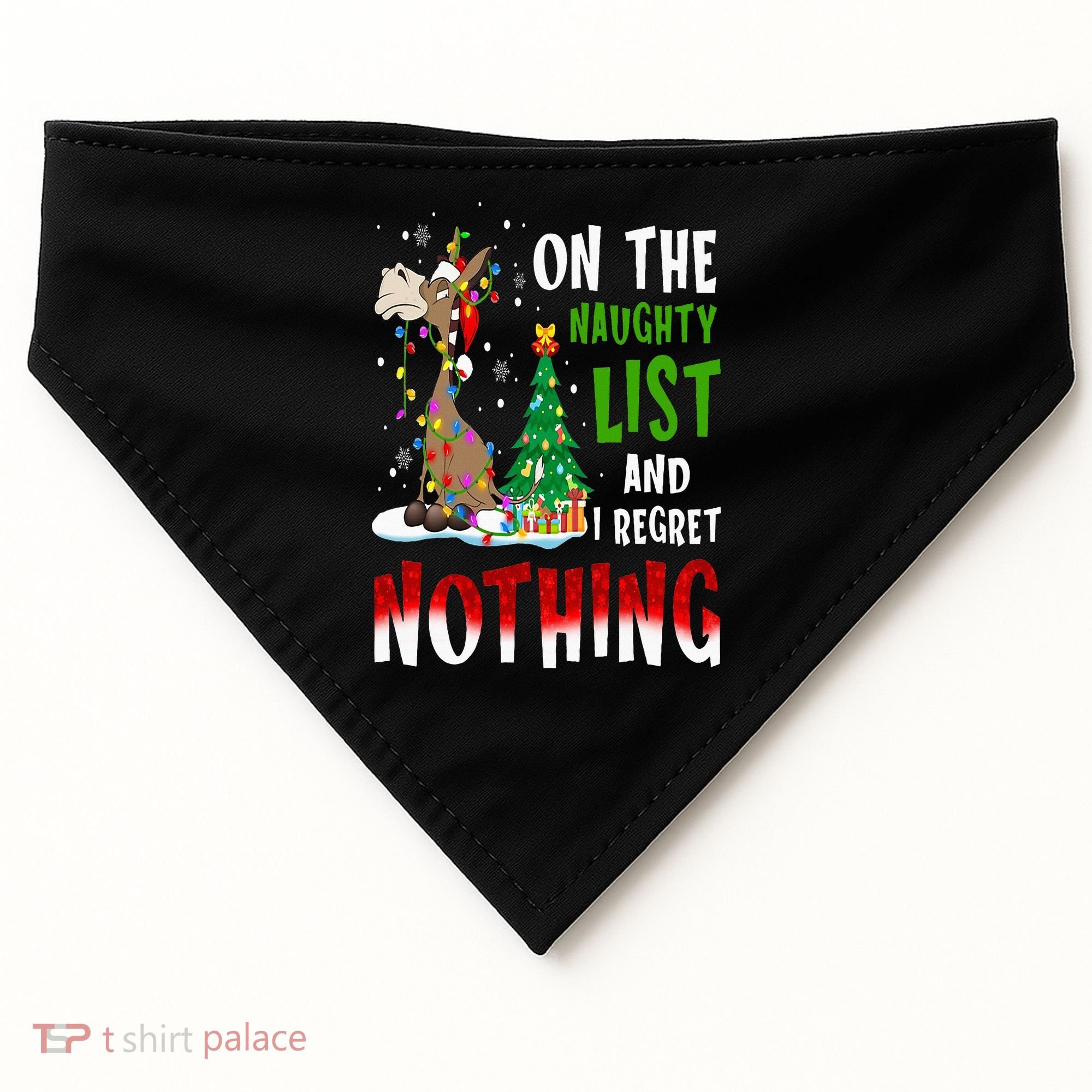 Donkey Christmas On The Naughty List And I Regret Nothing USA-Made Doggie Bandana