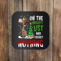 Donkey Christmas On The Naughty List And I Regret Nothing Coaster thumb 0
