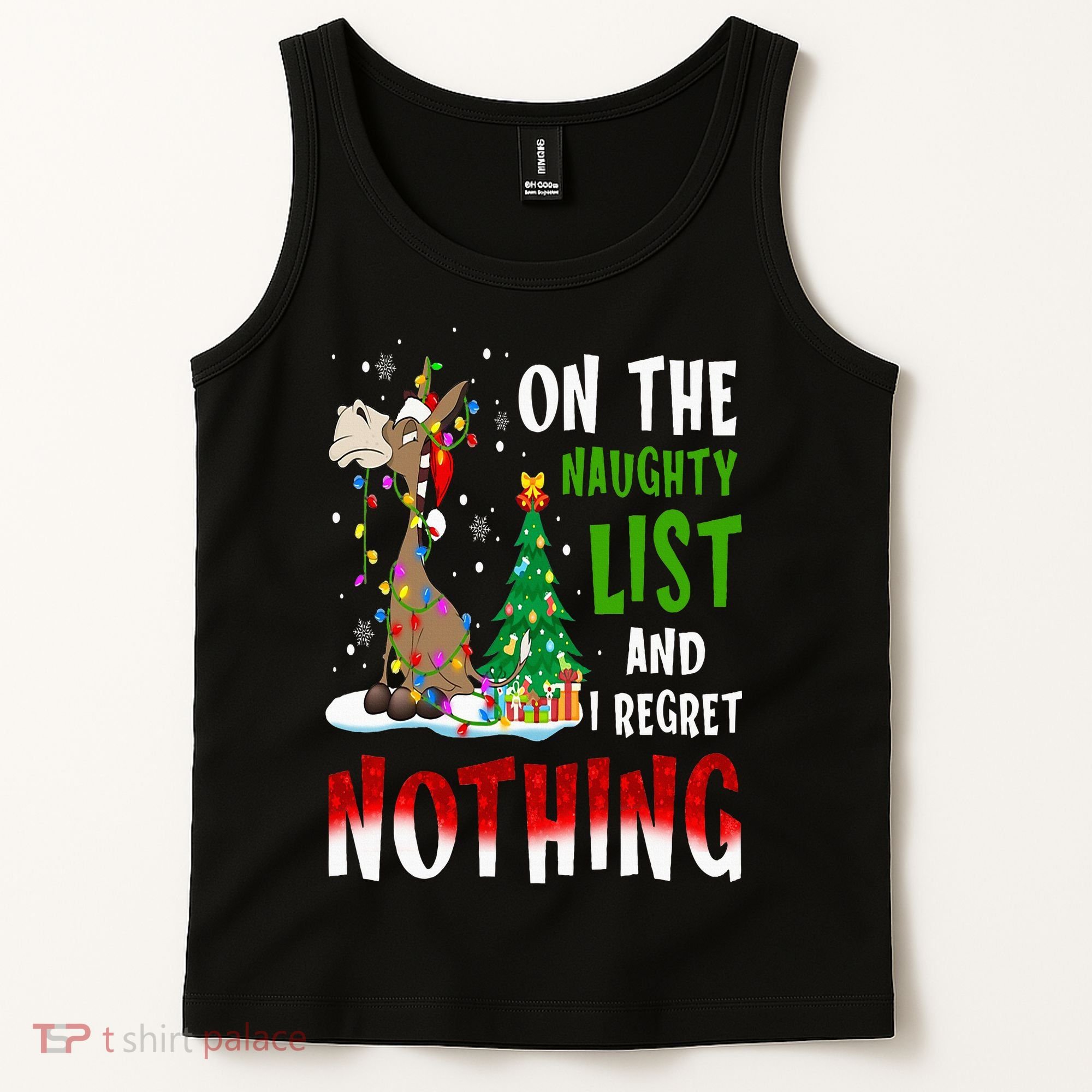 Donkey Christmas On The Naughty List And I Regret Nothing Tank Top