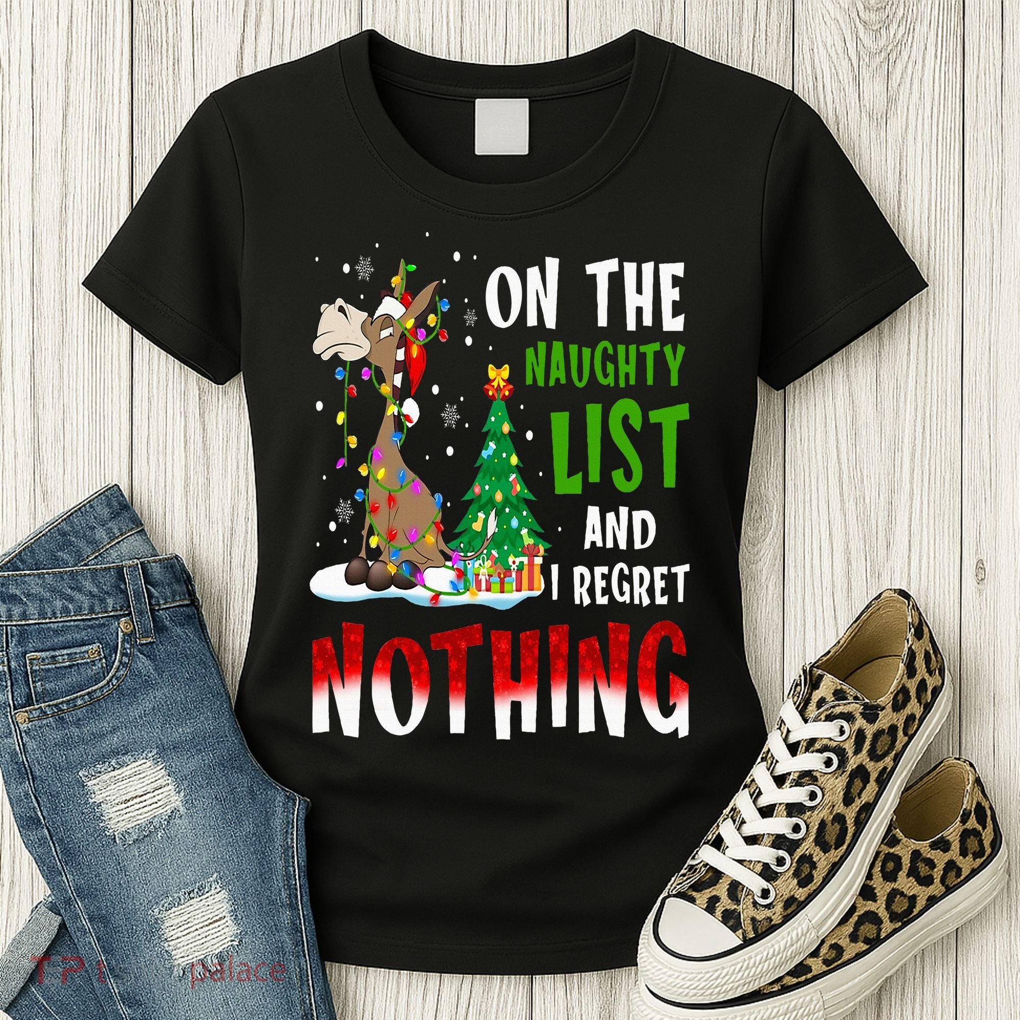 Donkey Christmas On The Naughty List And I Regret Nothing Women's T-Shirt