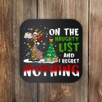 Donkey Christmas On The Naughty List And I Regret Nothing Coaster thumb 0