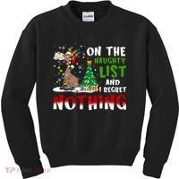 Donkey Christmas On The Naughty List And I Regret Nothing Kids Sweatshirt thumb 0