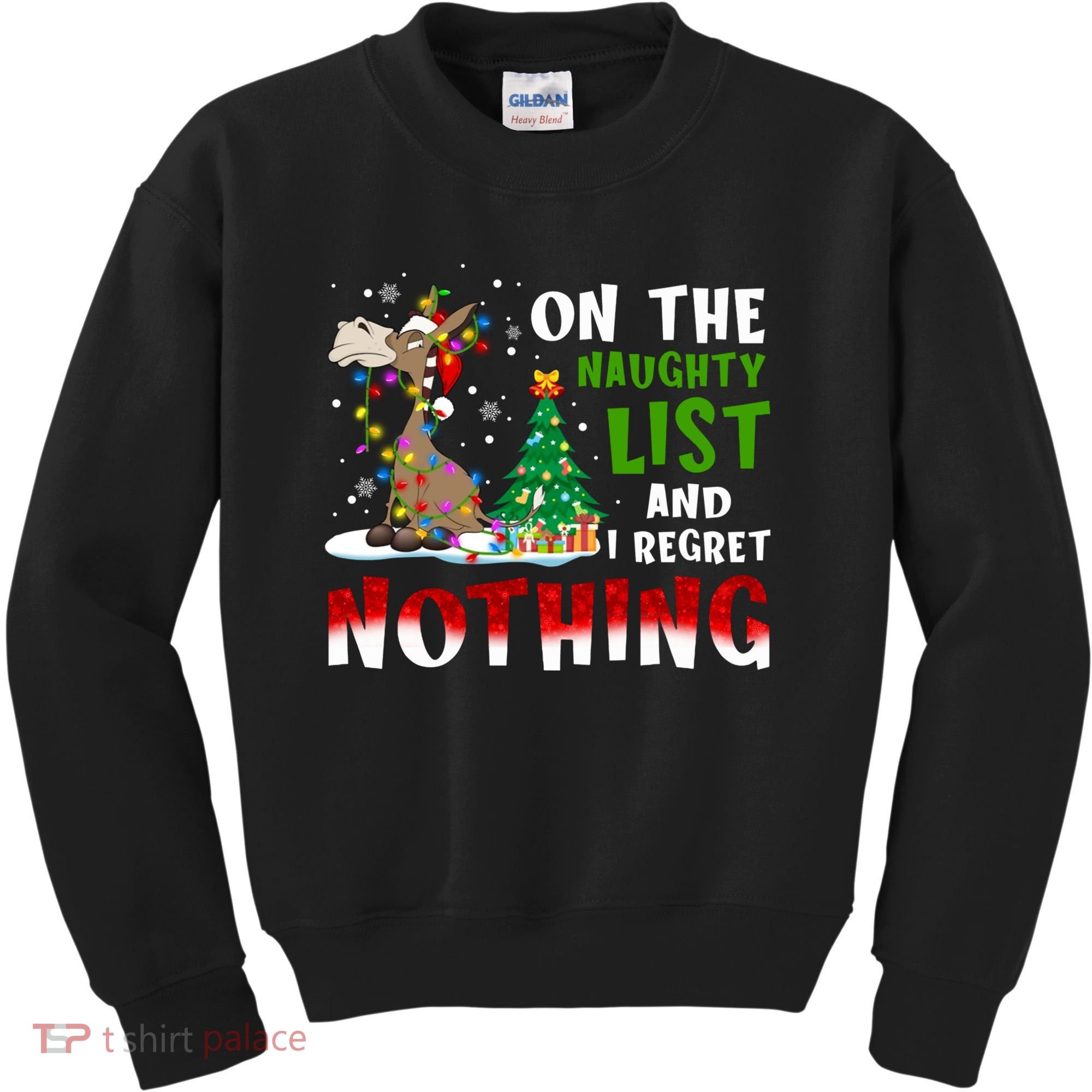 Donkey Christmas On The Naughty List And I Regret Nothing Kids Sweatshirt