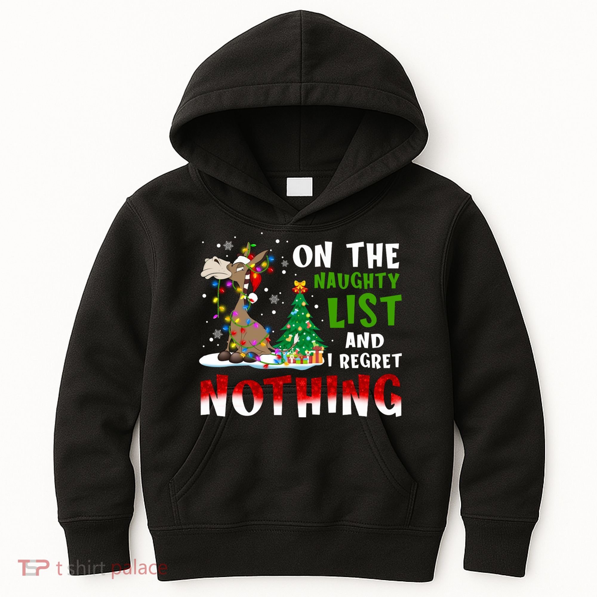 Donkey Christmas On The Naughty List And I Regret Nothing Kids Hoodie