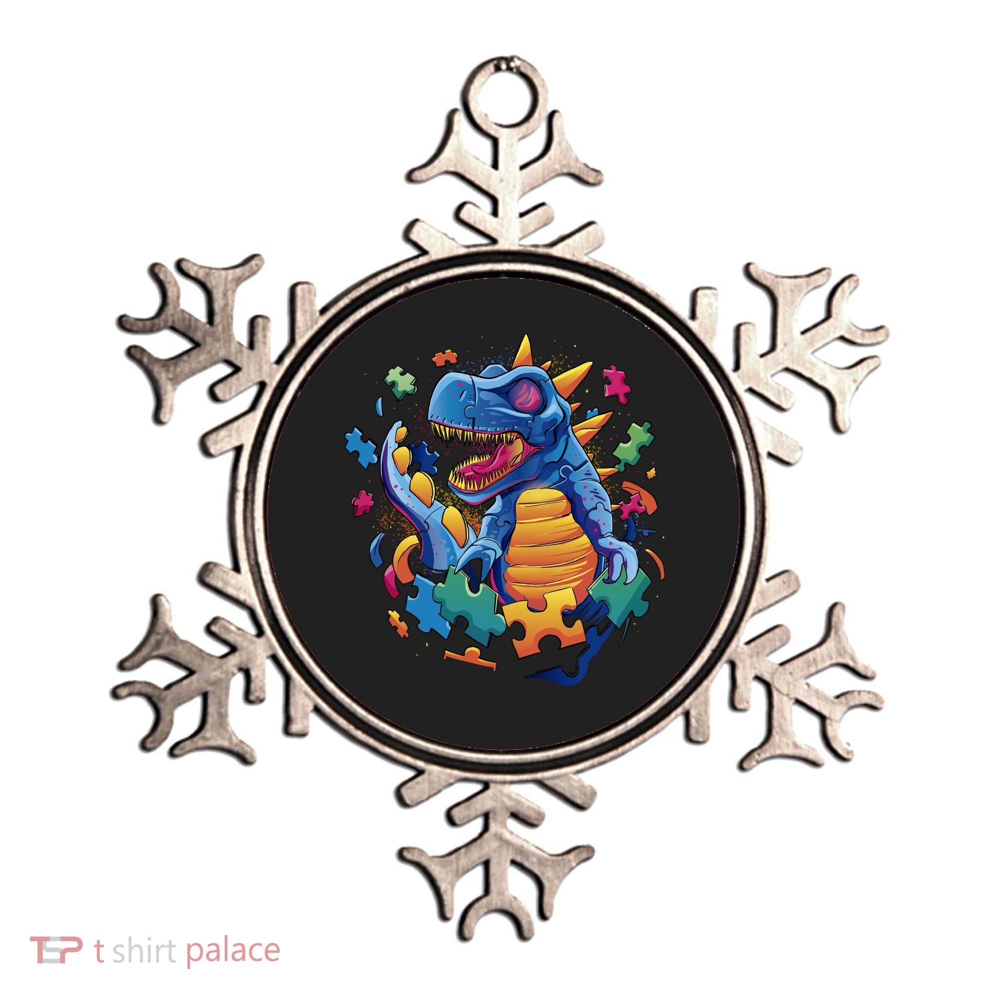 Dinosaur Colorful Puzzle Pieces Ornament