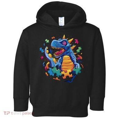 Dinosaur Colorful Puzzle Pieces Toddler Hoodie