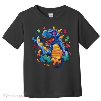 Dinosaur Colorful Puzzle Pieces Toddler T-Shirt