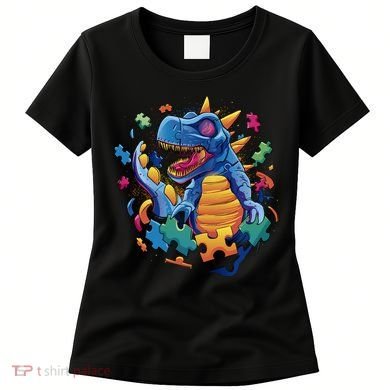 Dinosaur Colorful Puzzle Pieces Women's T-Shirt