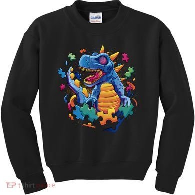 Dinosaur Colorful Puzzle Pieces Kids Sweatshirt