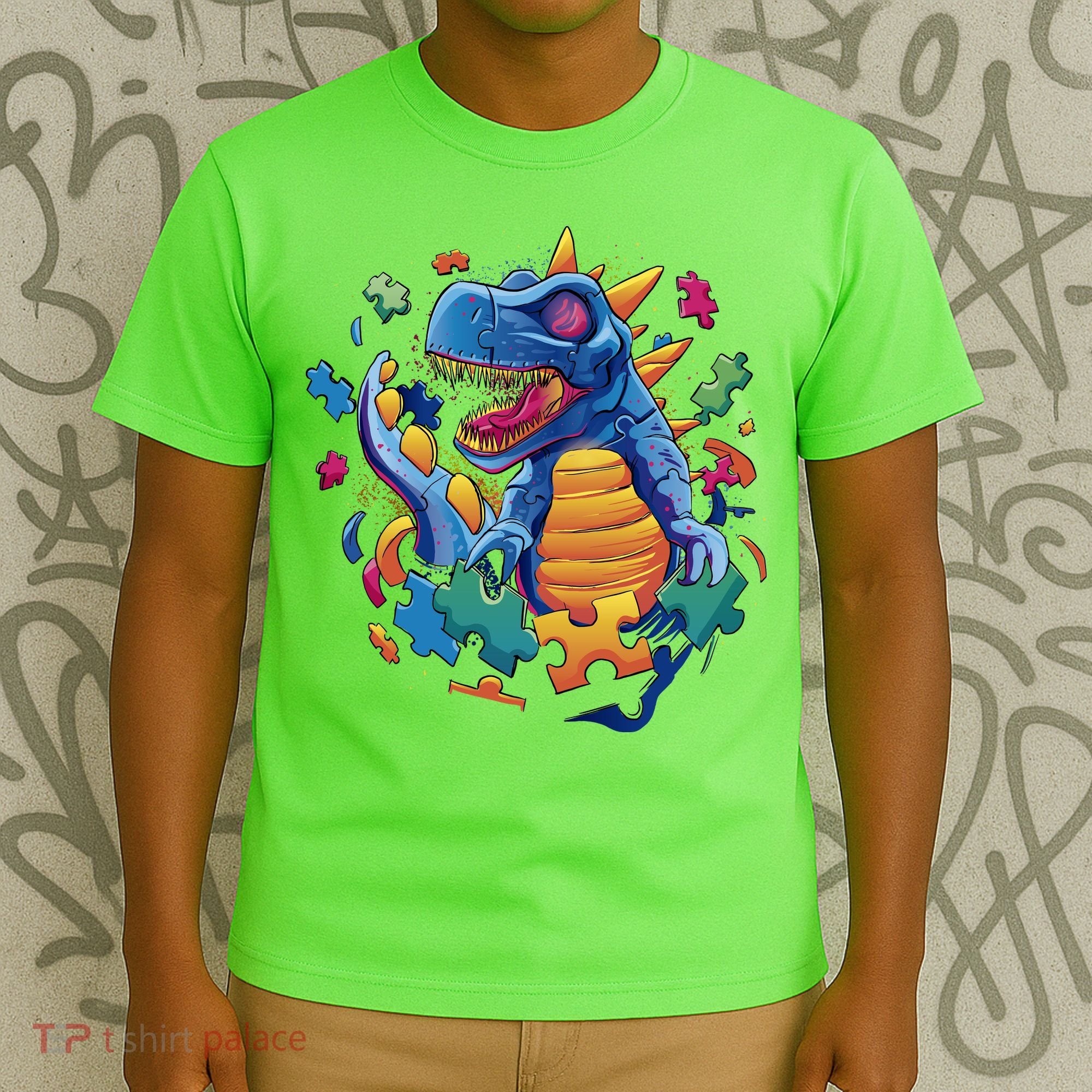 Dinosaur Colorful Puzzle Pieces T-Shirt