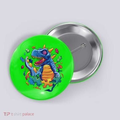 Dinosaur Colorful Puzzle Pieces Button