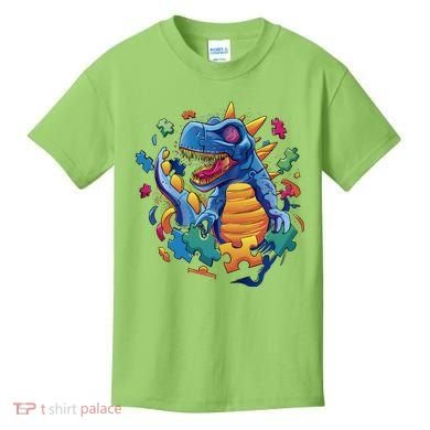 Dinosaur Colorful Puzzle Pieces Kids T-Shirt