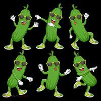 Dabbing Cucumber Pickle Dancing Wearing Sunglasses Dab Dance Bucket Hat thumb 4
