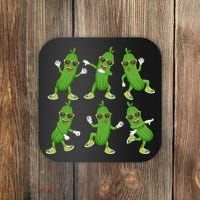 Dabbing Cucumber Pickle Dancing Wearing Sunglasses Dab Dance Coaster thumb 0