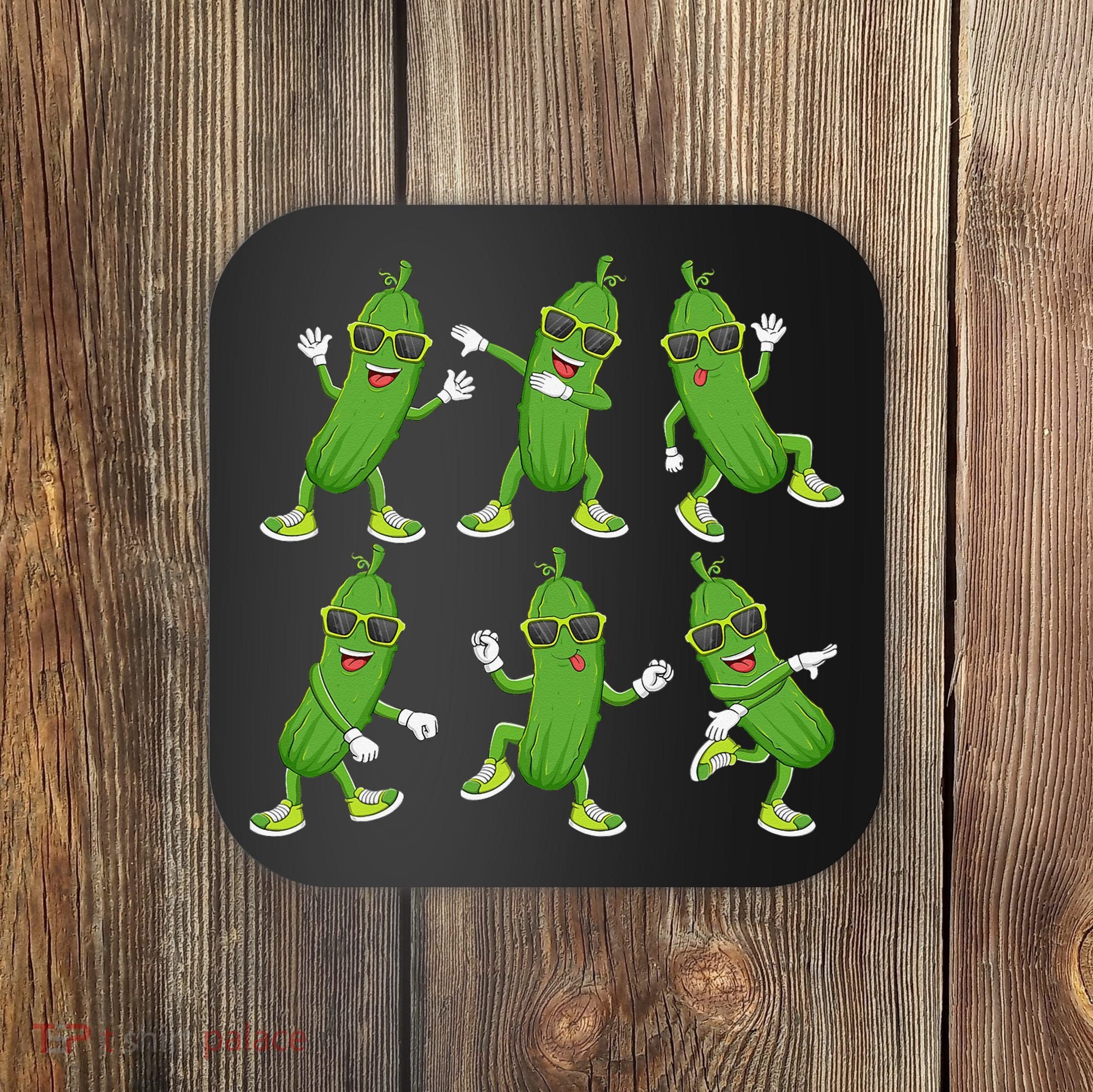 Dabbing Cucumber Pickle Dancing Wearing Sunglasses Dab Dance Coaster
