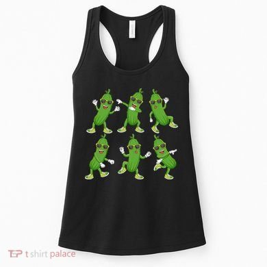 Dabbing Cucumber Pickle Dancing Wearing Sunglasses Dab Dance Women's Tank Top