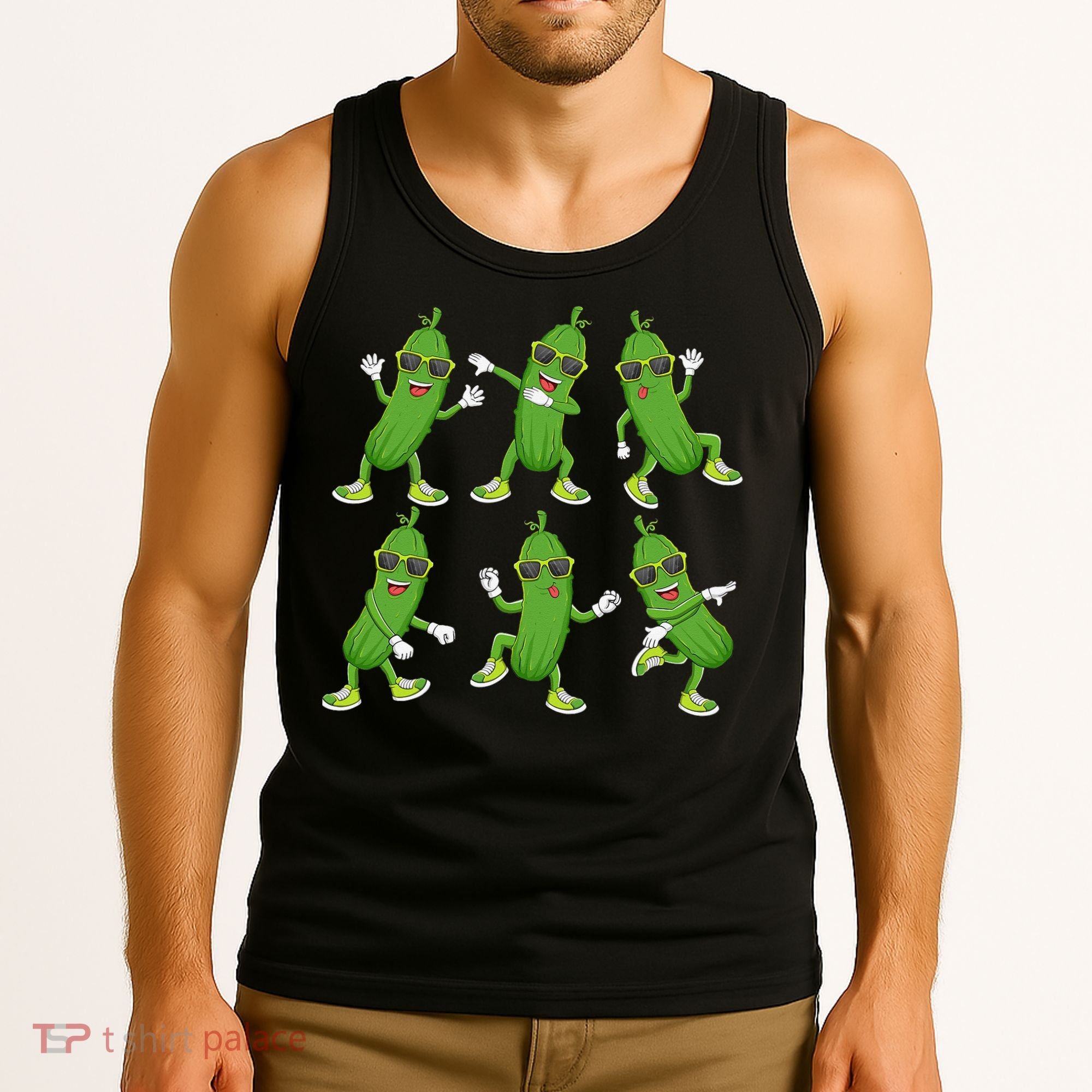 Dabbing Cucumber Pickle Dancing Wearing Sunglasses Dab Dance Tank Top