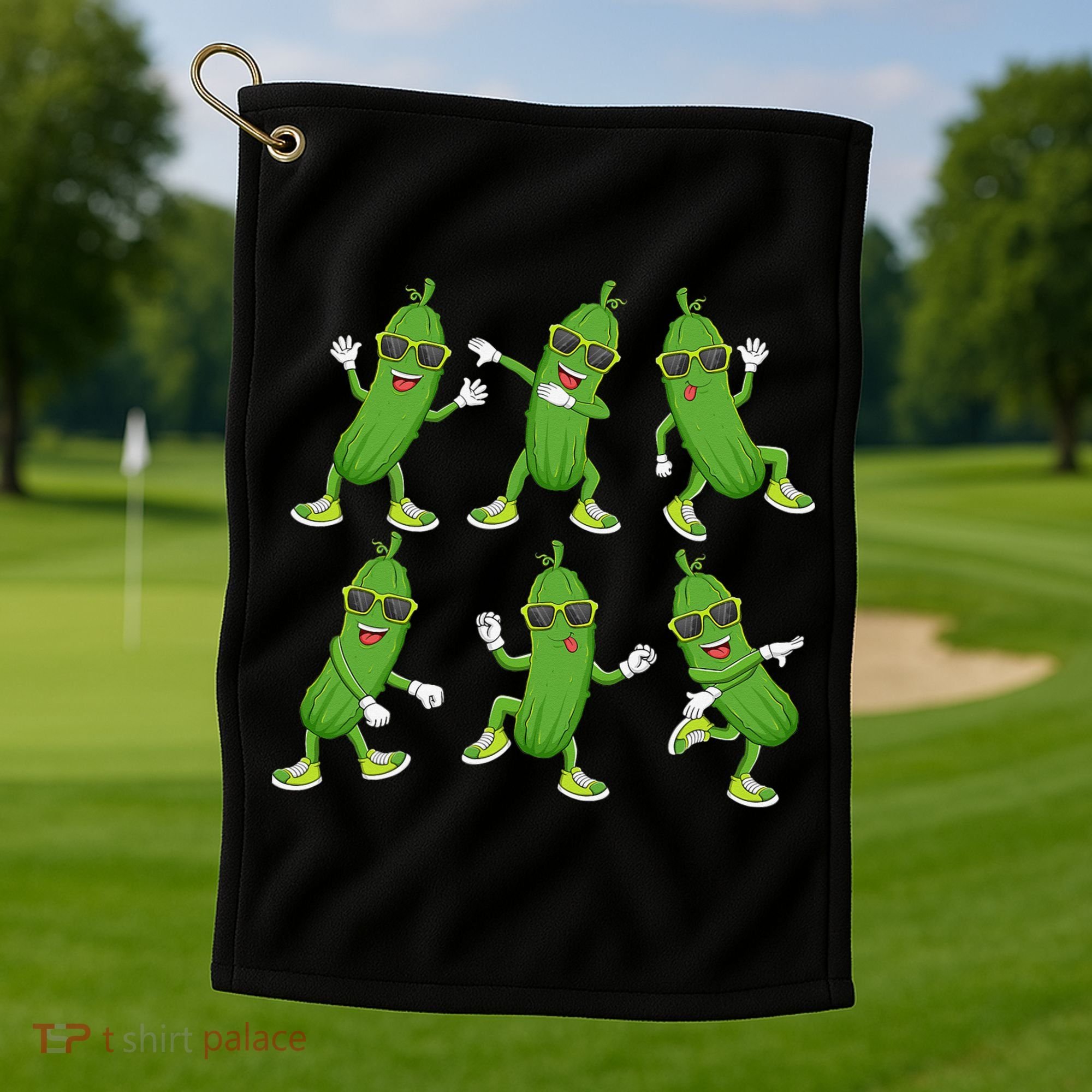 Dabbing Cucumber Pickle Dancing Wearing Sunglasses Dab Dance Golf Towel