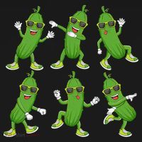 Dabbing Cucumber Pickle Dancing Wearing Sunglasses Dab Dance Kids Long Sleeve Shirt thumb 2