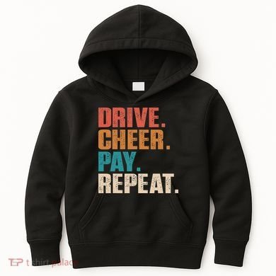 Drive Cheer Pay Repeat Funny Baseball Softball Kids Hoodie