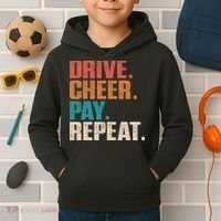 Drive Cheer Pay Repeat Funny Baseball Softball Kids Hoodie thumb 2