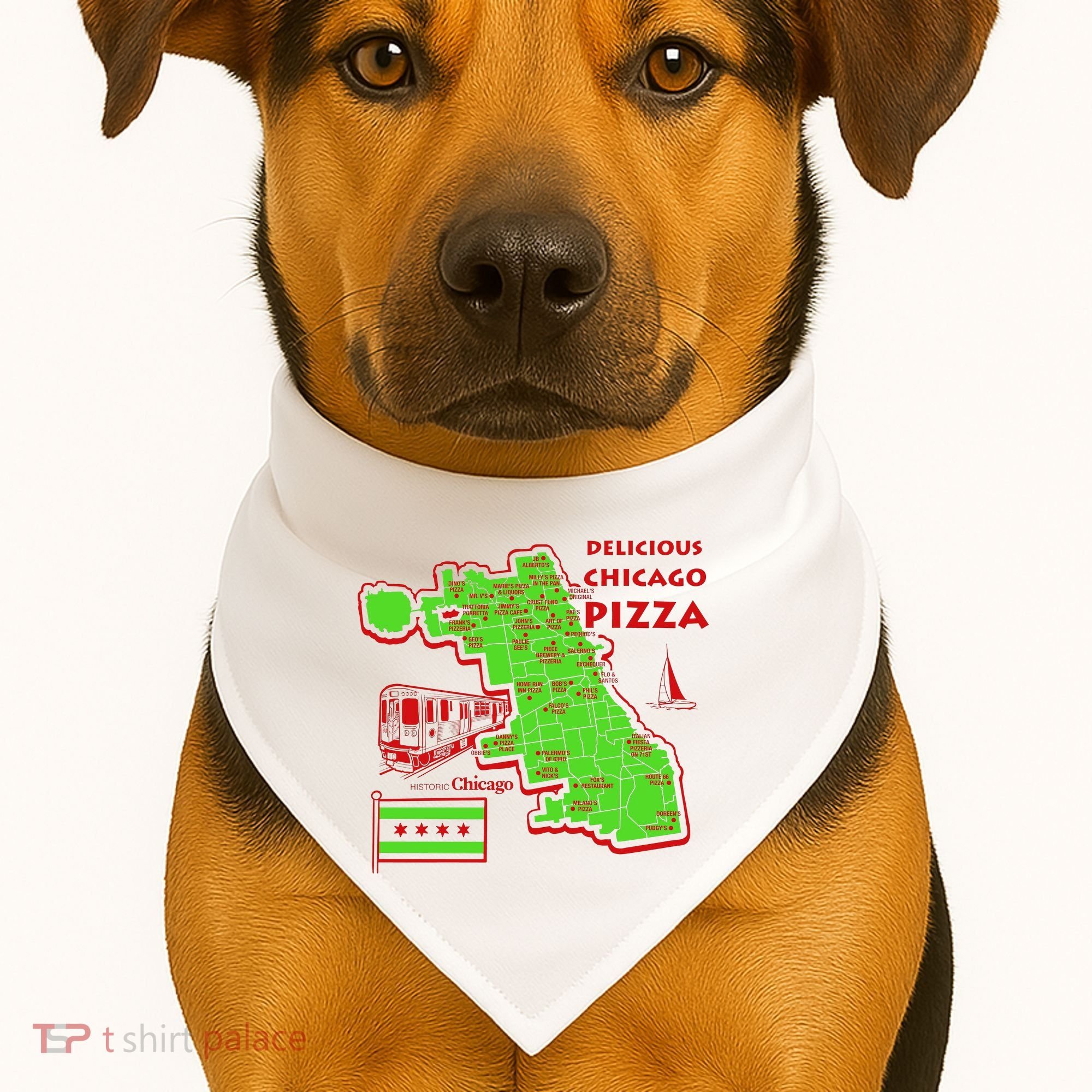 Delicious Chicago Pizza USA-Made Doggie Bandana