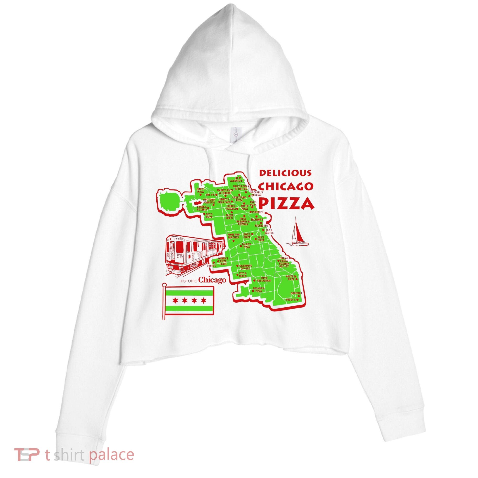 Delicious Chicago Pizza Crop Fleece Hoodie
