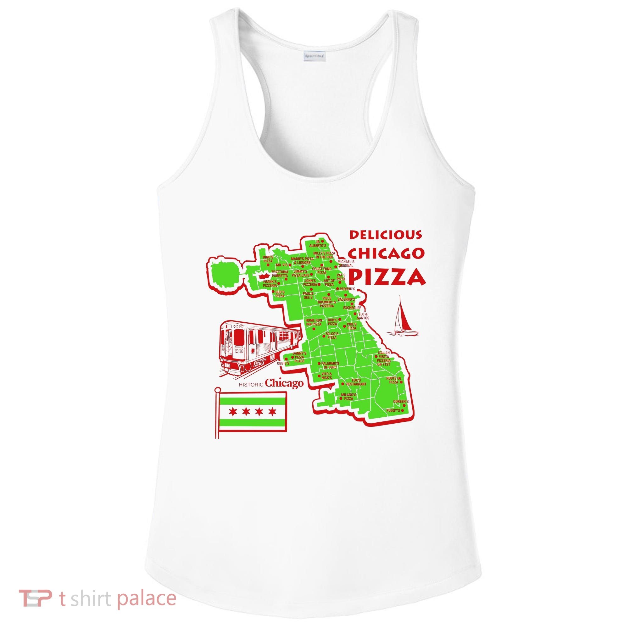 Delicious Chicago Pizza Ladies PosiCharge Competitor Racerback Tank