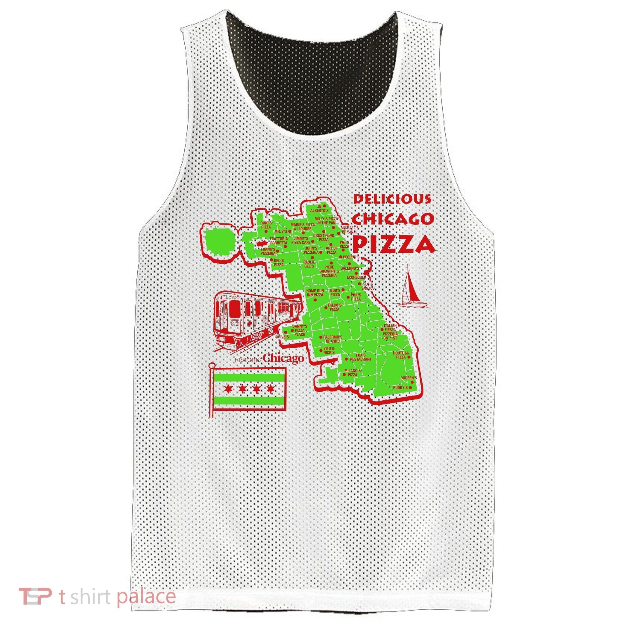 Delicious Chicago Pizza Mesh Reversible Basketball Jersey Tank