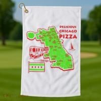 Delicious Chicago Pizza Golf Towel thumb 1