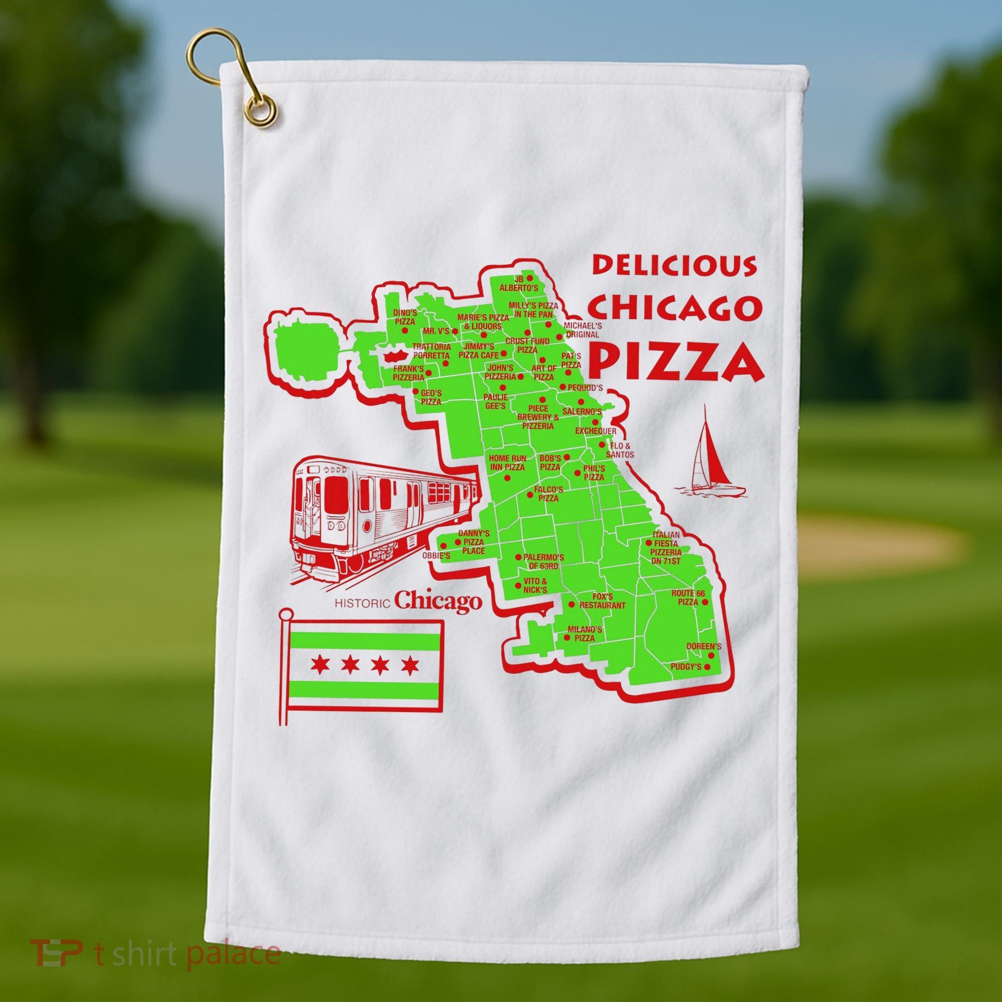 Delicious Chicago Pizza Golf Towel