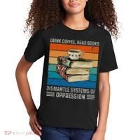 Drink Coffee Read Books Dismantle Systems Of Oppression Kids T-Shirt thumb 2