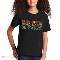 Drink Coffee Read Books Be Happy Shirt Coffee Lover Kids T-Shirt thumb 2