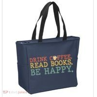 Drink Coffee Read Books Be Happy Shirt Coffee Lover Tote Bag thumb 2