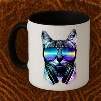 DJ Cat Retro Coffee Mug thumb 2