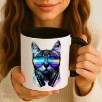 DJ Cat Retro Coffee Mug thumb 3