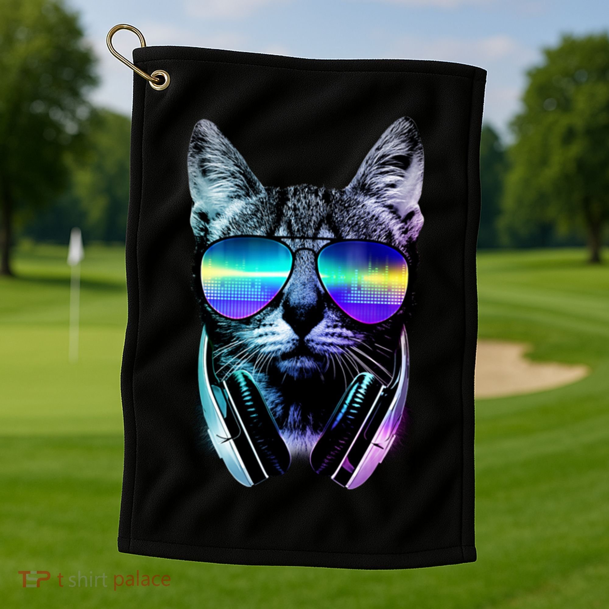 DJ Cat Retro Golf Towel