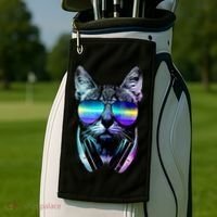 DJ Cat Retro Golf Towel thumb 2