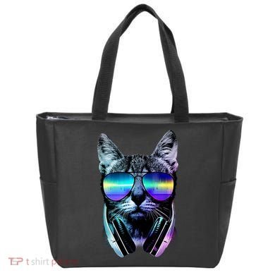 DJ Cat Retro Tote Bag