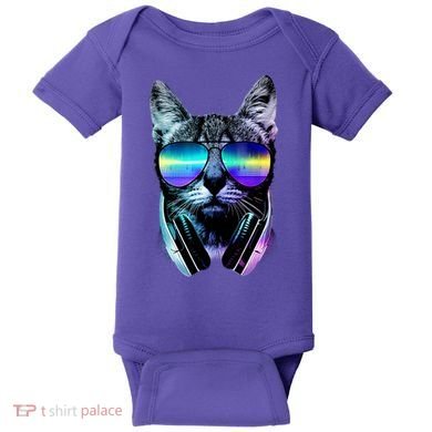 DJ Cat Retro Baby Bodysuit
