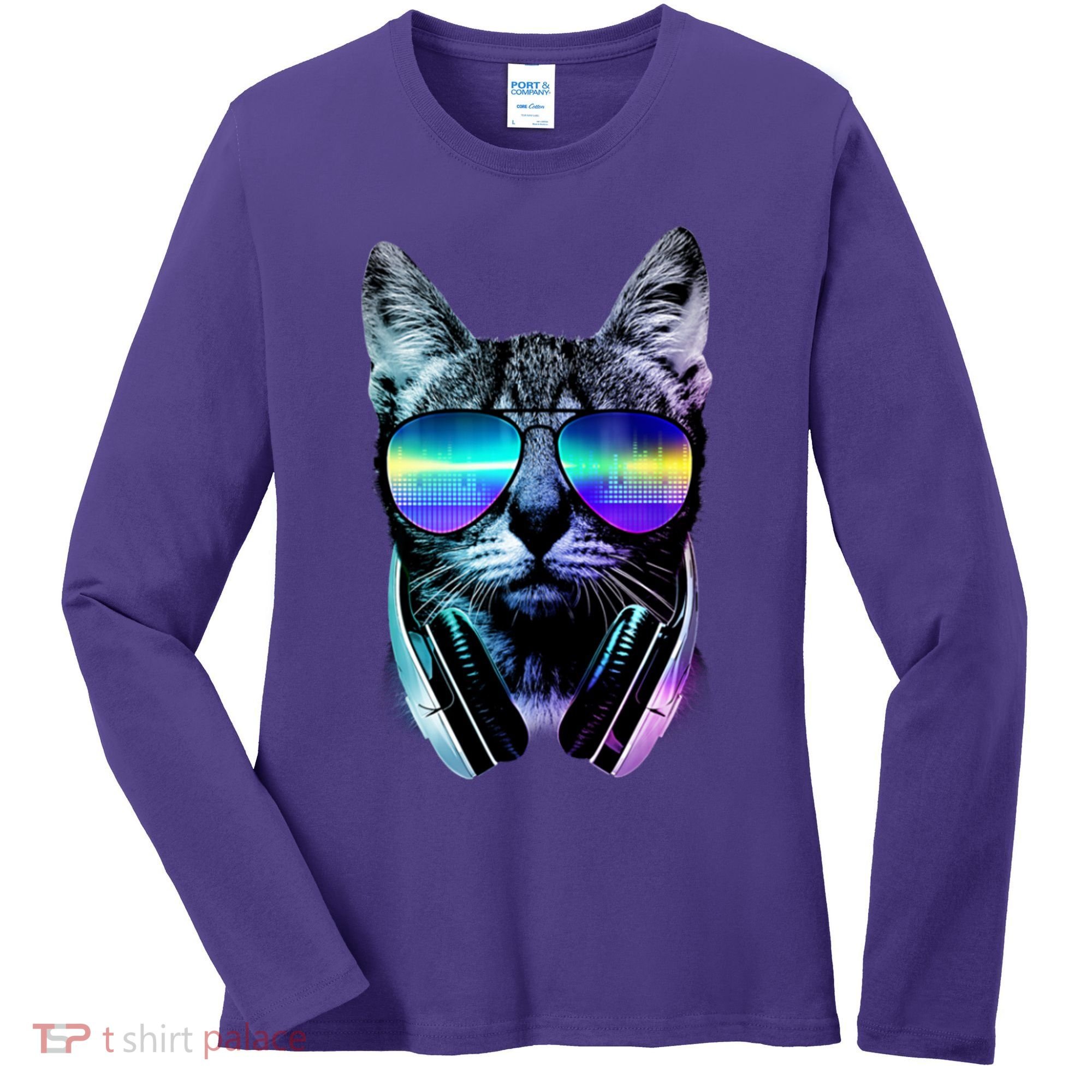 DJ Cat Retro Women's Long Sleeve Shirt