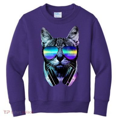 DJ Cat Retro Kids Sweatshirt