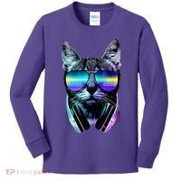 DJ Cat Retro Kids Long Sleeve Shirt thumb 0