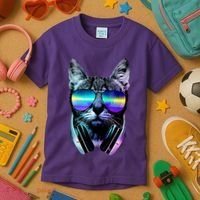 DJ Cat Retro Kids T-Shirt thumb 3