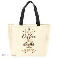 Drink Coffee Read Books Be Happy Shirt Coffee Lover Tote Bag thumb 0