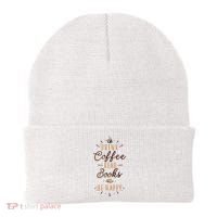 Drink Coffee Read Books Be Happy Shirt Coffee Lover Beanie thumb 0