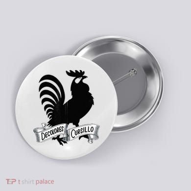 DeColores Cursillo Rooster With Banner Faith Religion Button