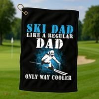 Distressed Cool Ski Dad Skiing Winter Sports Novelty Gift Golf Towel thumb 1