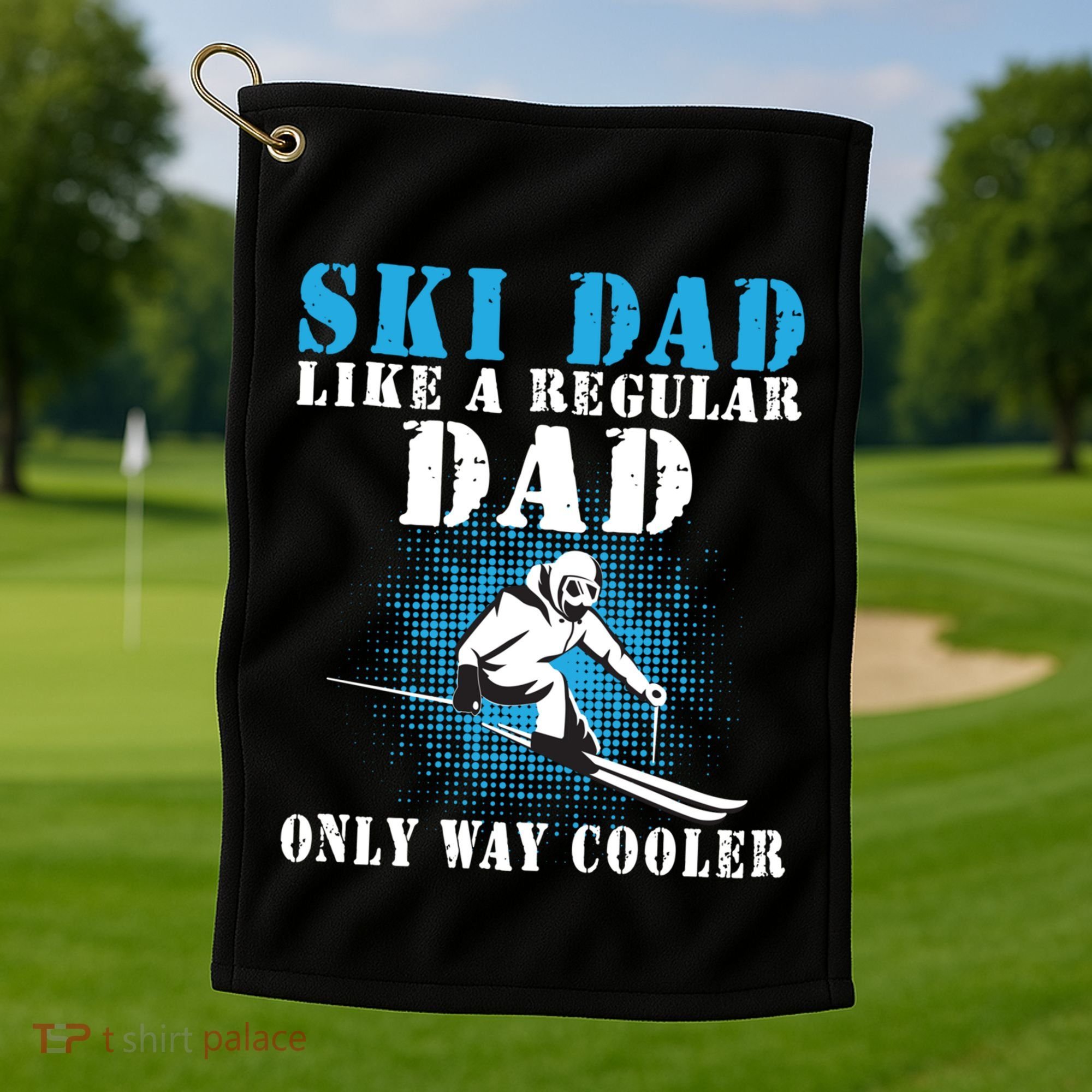 Distressed Cool Ski Dad Skiing Winter Sports Novelty Gift Golf Towel